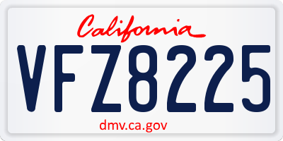 CA license plate VFZ8225