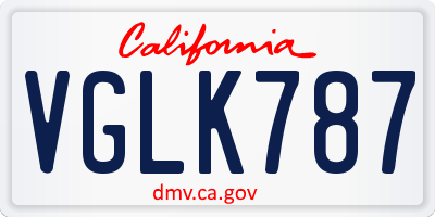CA license plate VGLK787