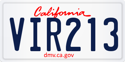 CA license plate VIR213