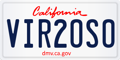 CA license plate VIR2OSO