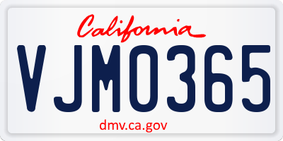 CA license plate VJM0365