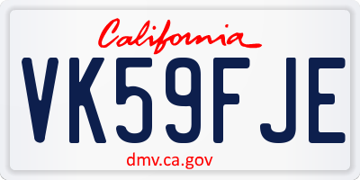 CA license plate VK59FJE