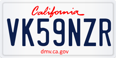 CA license plate VK59NZR