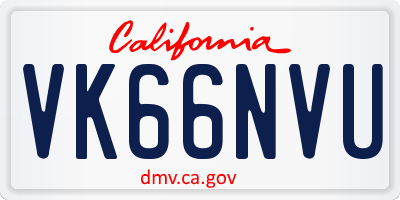 CA license plate VK66NVU