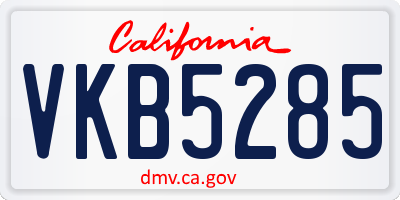 CA license plate VKB5285