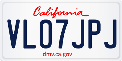 CA license plate VL07JPJ