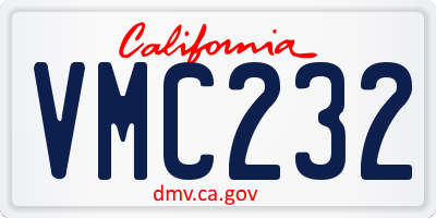 CA license plate VMC232