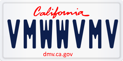 CA license plate VMWWVMV