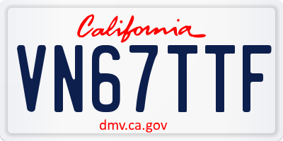 CA license plate VN67TTF