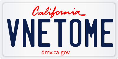 CA license plate VNETOME