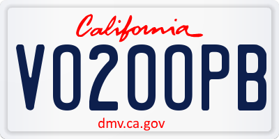 CA license plate VO20OPB