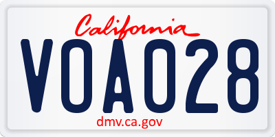 CA license plate VOA028