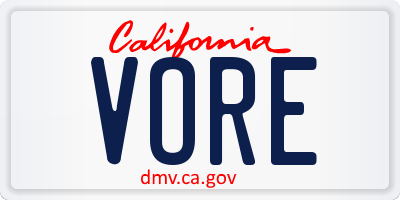 CA license plate VORE
