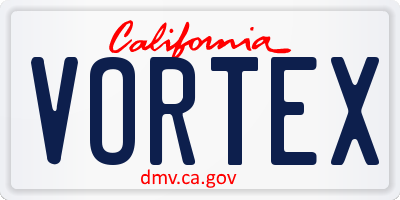CA license plate VORTEX