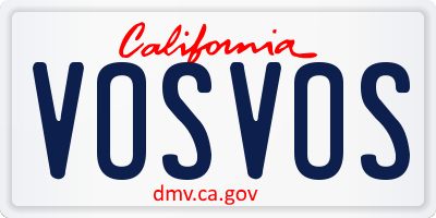 CA license plate VOSVOS