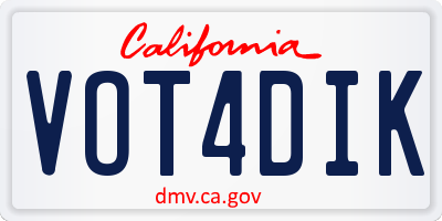 CA license plate VOT4DIK