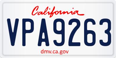 CA license plate VPA9263