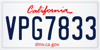 CA license plate VPG7833