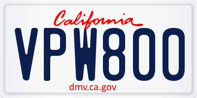 CA license plate VPW800
