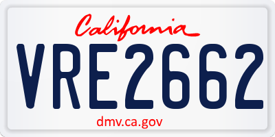 CA license plate VRE2662