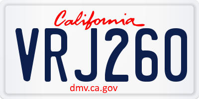 CA license plate VRJ260