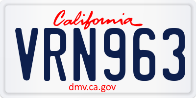 CA license plate VRN963
