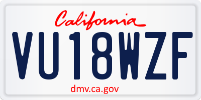 CA license plate VU18WZF