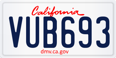 CA license plate VUB693