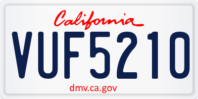 CA license plate VUF5210
