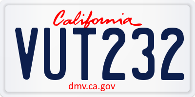 CA license plate VUT232