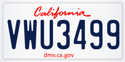 CA license plate VWU3499