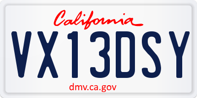 CA license plate VX13DSY