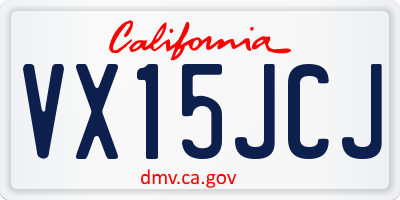 CA license plate VX15JCJ