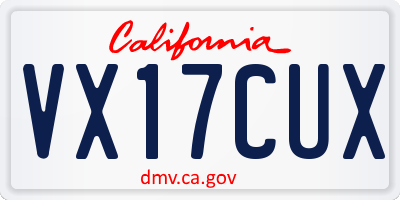 CA license plate VX17CUX