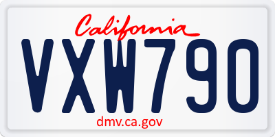 CA license plate VXW790