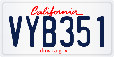 CA license plate VYB351