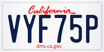 CA license plate VYF75P