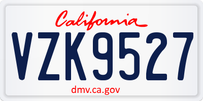 CA license plate VZK9527