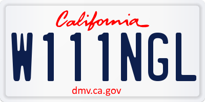 CA license plate W111NGL
