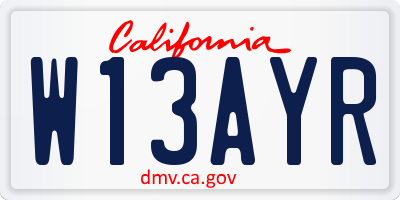 CA license plate W13AYR