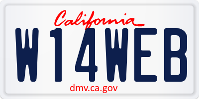CA license plate W14WEB