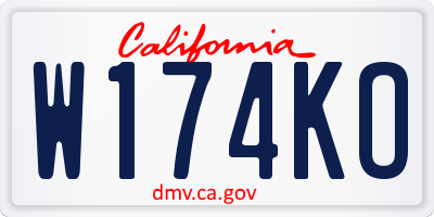 CA license plate W174KO