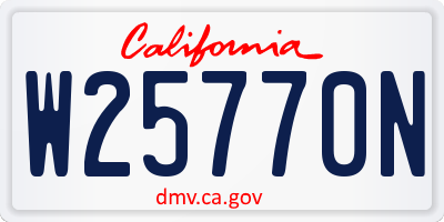 CA license plate W25770N