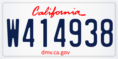 CA license plate W414938