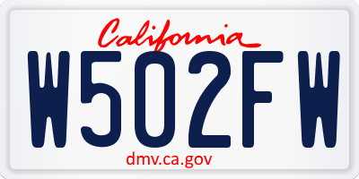 CA license plate W502FW