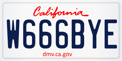 CA license plate W666BYE