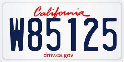 CA license plate W85125