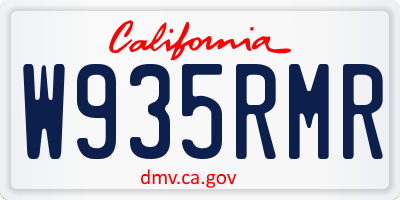 CA license plate W935RMR
