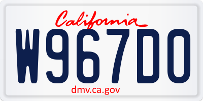 CA license plate W967D0