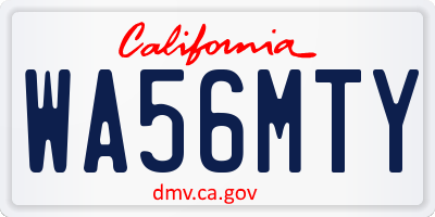 CA license plate WA56MTY